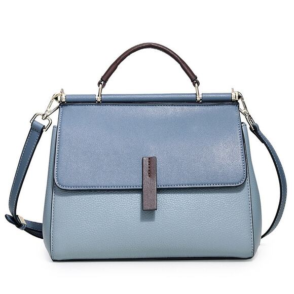 leather Handbags - Genuine Leather Blue Purse Envelope Clutch Adjustable Straps